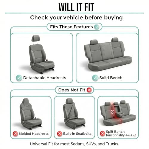 FH Group FB050114 Flat Cloth Seat Covers (Burgundy) Full Set with Gift – Universal Fit for Cars Trucks & SUVs 2