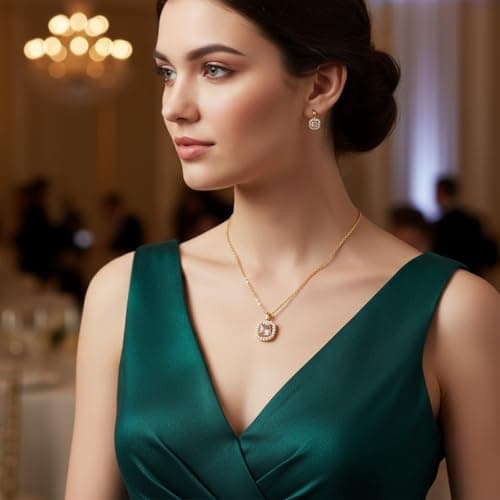 MIAMI Jewellery Gold Diamond AD Stone Solitaire Pendant Necklace for Women Adjustable Chain Stylish Locket Necklace Set Anti Tarnish Jewellery Valentine Gifts for Woman Girlfriend Couple Wife -196 5