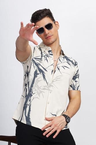 BULLMER Trendy Regular Fit Printed Causal Plus Size Shirt for Men | Men’s Shirts in Plus Sizes only Cream2 XXXXX-Large 4