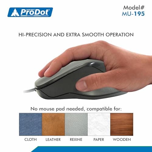 ProDot High-Performance Wired Mouse - Ergonomic Design, Precise Tracking, Universal Compatibility - Ideal for PC, Mac, Gaming, and Office Use (Pack of 2) 3