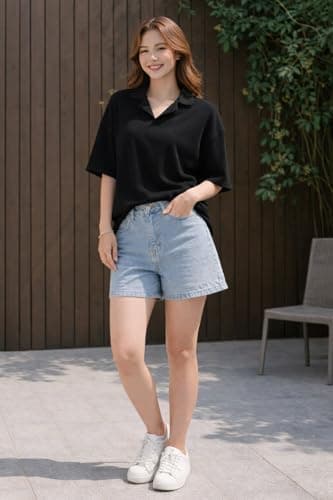 Zilcon Oversized Tshirts for Women V-Neck Summer Short Sleeve Casual Loose Top (Black_XL) 5