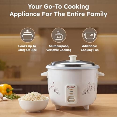 Prestige Delight PRWO 1.5 L Electric Rice Cooker|Detachable power cord|Durable body|Cool touch handles|White| Raw capacity-0.6L|Cooked capacity-1.5 L|Cooks for a family of 4 to 5 members 3