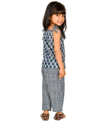 Tiny Bunnies Baby Girls' Clothes Cotton Top Pant Set 3-4 Years White Blue Kids Birthday Party Dresses Children Stylish Summer Wear Shoulder Tie Outfit 4