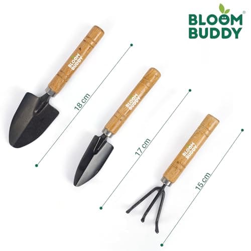 Bloombuddy Mini Gardening Tools Kit (7-inch) – Hand Cultivator, Trowel & Transplanter | Ideal for Home Garden, Bonsai, Succulents & Indoor Plants 6