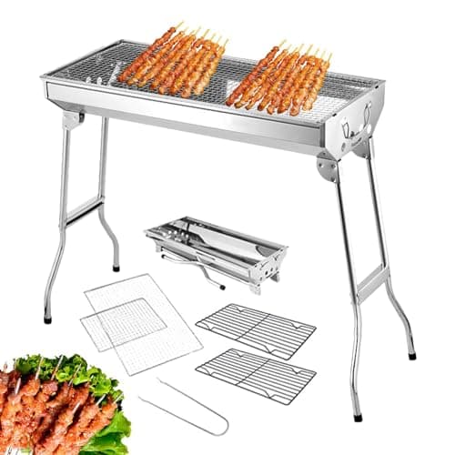 Olpad Charcoal Grill Folding Barbecue 47cm Stainless Steel Portable Lightweight BBQ Grill 2