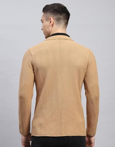 Monte Carlo Mens Self Design Beige V Neck Full Sleeve Coat (1239388KC-77820-44) 4