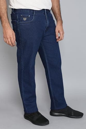 a saba Men’s Plus Size Classic Fit Straight Leg Denim Jeans | Dark Blue Wash | Durable Cotton Fabric | Comfortable 801802-01 (Size 34 Plus) 2