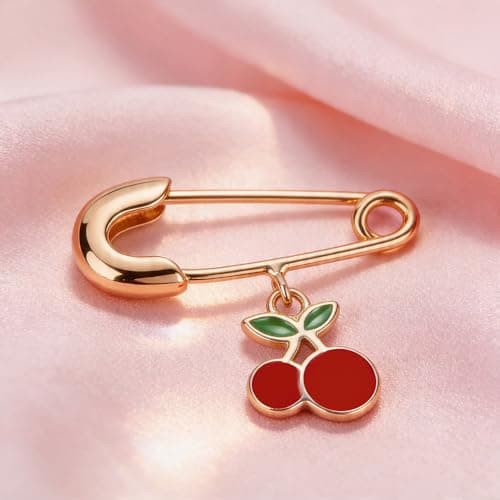TOUCH925 Fine 925 Silver Rose Gold Cherry Charm Jewellery | Silver Safety Pin Nazariya for Kids | Red Enamel Cherry Charm |Nazar Suraksha Pin | Gift for Kids Boys Girls | With Certificate of Authentic 5