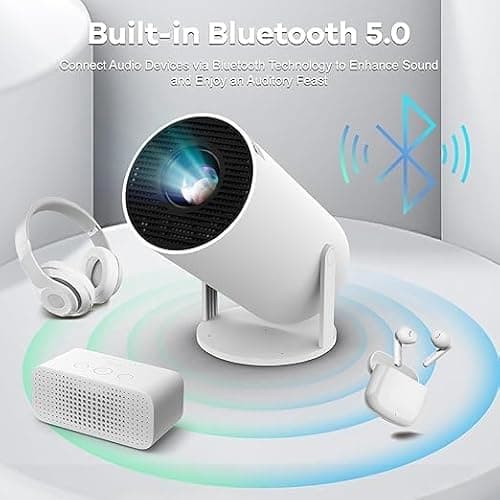 Steepify Portable Mini Projector | 720p Resolution Support with 4K Decoding | WiFi 5G & Bluetooth 5.0 | Smart Cinema Projector with Remote | Compatible with TV Stick, Android & iOS 2