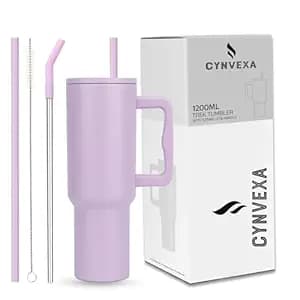 CYNVEXA Tumbler with lid and Straw 1200ML Cup Stainless Steel Vacuum Insulated Tumbler for Water, Iced Tea or Coffee 1.2L Office Gym Travelling (40 - Oz - Lavender Mist)