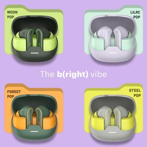 Noise Pop Buds Truly Wireless Earbuds with 50H of Playtime, Quad Mic with ENC, Instacharge(10 Min=150 Min) Bluetooth V5.3(Forest Pop) True Wireless 3