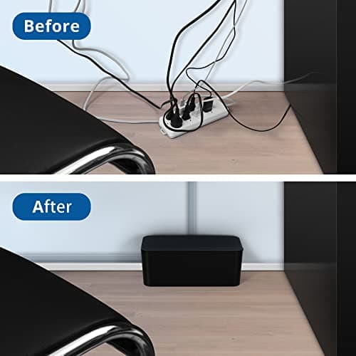 ZhiYo Cable Management Box Black, 2Pack Cord Organizer Box - Extra Large and Medium Size, Cord Hider Box to Conceal Power Strips on Desk or Floor, Made from Electrically Safe ABS Material 5