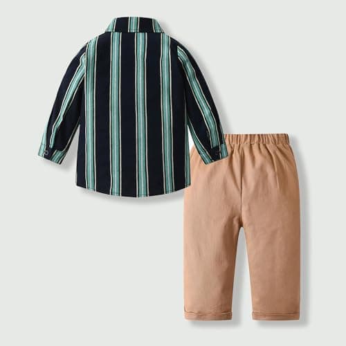 Hopscotch Boys Full Sleeves Black 2-Pc Striped Textured Formal Set for Age (3-6 Months) 2