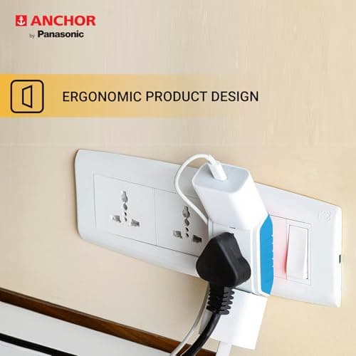 Anchor by Panasonic 22843 6A 3 Pin Multiplug Adaptor with Surge Protection (White & Blue) 5