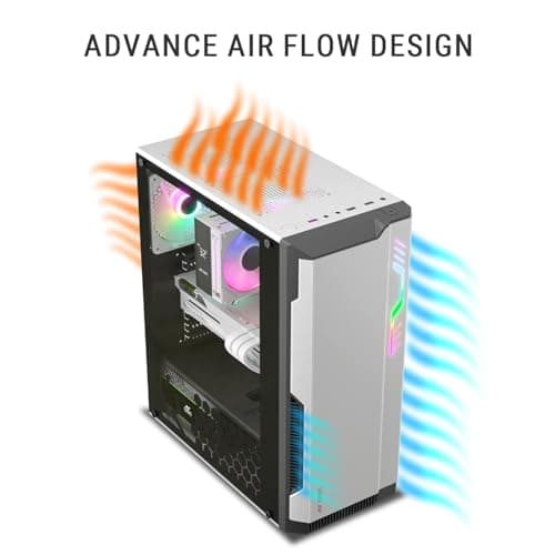 Ant Esports Eclipse Mid-Tower Computer Case/Gaming Cabinet - Black & White | Support ATX,M-ATX,M-ITX | Pre-Installed 4 x 120mm ARGB Fans 5