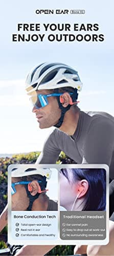 NOERLX Bone Conduction Headphones, Open Ear Wireless Headphones with Microphone, Bluetooth 5.3, 6 Hours of Use Time, IPX5 and Sweat Resistant Sports Headphones for Outdoor, Workout, Cycling (Blue) 4