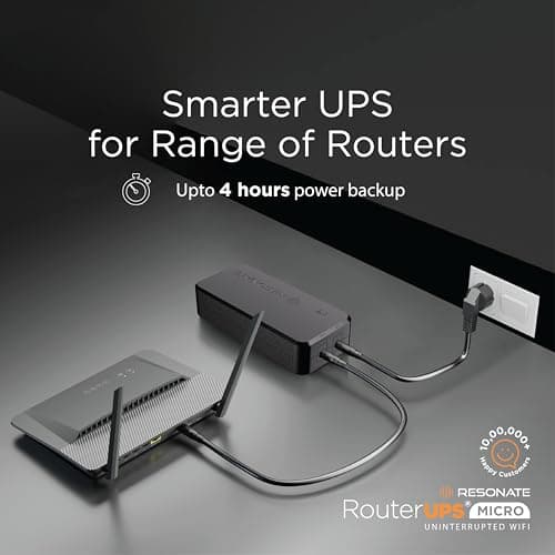 RESONATE RouterUPS® Micro | Original Router UPS for 12V WiFi Router & Modem | Uninterrupted Power Backup Upto 4 Hours During Powercut | Compact Mini UPS with Intelligent Charging 2