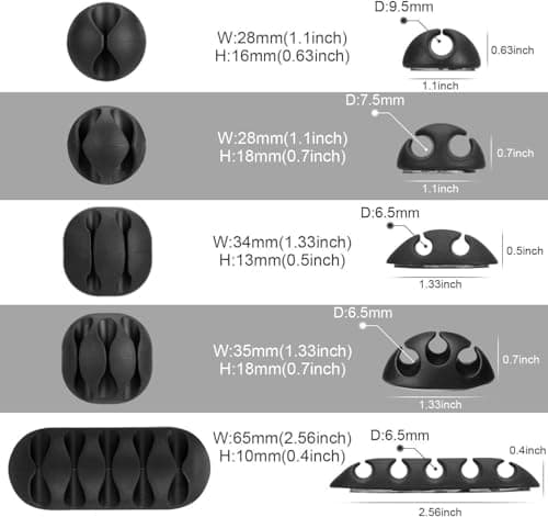 OIVO INDIA Adhesive Rubber Cable Organiser Different Size, Cable Protector and Wire Organizer Clips for Cables, Reusable Cable Organizer for Desk Grey (Pack of 10) 5