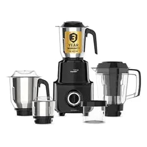 V-Guard Citius Plus 750 Watt Juicer Mixer Grinder for Kitchen | 3 Year Motor Coverage By V-Guard | 5 Jars | Sturdy Juicer Jar With Quadraflow Design | Precision Blend SS Blades, Black