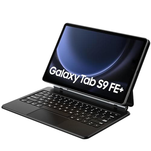 ProElite Magnetic Bluetooth TouchPad Keyboard case for Samsung Galaxy Tab S9 FE +/S9/S8/S7 Plus/S7 Fe/S10+ 12.4 inch Floating Cantilever Design with Built-in Colourful Backlit Keyboard, Black