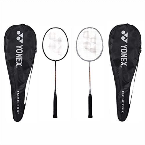 YONEX Aluminium Badminton Racquet Gr 303I Made in India Pack of 2 with Full Cover (Black/Silver)