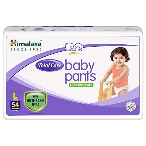 Himalaya Total Care Baby Pants Diapers, Large (8 - 14 kg), 54 Count, With Anti-Rash Shield, Indian Aloe Vera and Yashad Bhasma, Silky Soft Inner Layer