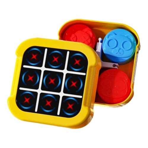 UJEAVETTE 4-in-1 Electronic Tic-Tac-Toe Game Score Display Electronic Noughts and Crosses Toe Sound Effects Memory Game Console Interactive for Children, Tabletop, Travel, Matryoshka Recharge