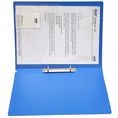 Solo 2-D A4 Ring Binder File Folder, Office Document Organizer with Inside Pocket, Presentation Display Plastic File for Certificates, Portfolio, Papers & Projects (1, Blue) 2