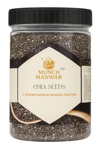 MUNCH MANWAR Premium Raw Chia Seeds, Natural Superfood with Omega-3, Protein, Fiber, Gluten-Free, Non-GMO, for Weight Management, Smoothies, Baking (1 kg)