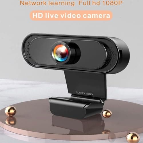 BLACK CROWN Webcam HD 720P, Noise Isolated Microphone with Computer HD stremaing Web cam for Desktop, Laptop with mic with Wide Angle Lens & Large Sensor for Superior Low Light, Optical. (042)(Black) 2
