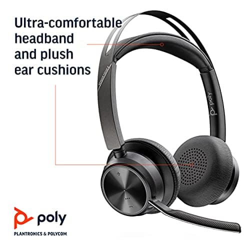 Plantronics Poly-Voyager Focus 2 Office Usb-A ()-Dual-Ear (Stereo) Bluetooth Headphones With Boom Mic-Usb-A Pc/Mac/Desk Phone Compatible-Active Noise Canceling-Works With Teams, Zoom & More-On Ear 5