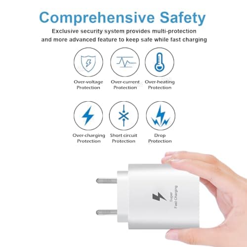 25W Charger with Cable for Samsung Galaxy Tab A9+ Type C Charger Adapter Compatible with Galaxy Tab A9+ Charger, 25 Watt USB Type C to C Pd Charging Adapter C Type, White 3
