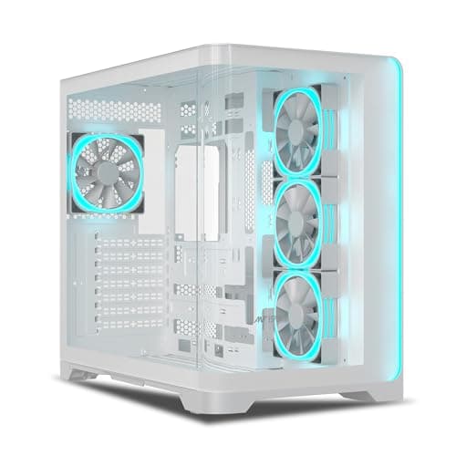 Ant Esports Crystal ARC Mid-Tower Computer Case/Gaming Cabinet - White |Front Curved Glass|Support ATX, Micro-ATX, Mini-ITX | Pre-Installed 4 ARGB-PWM Fans