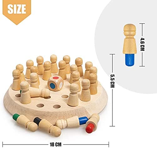 SHINETOY Wooden Memory Match Stick Chess Game – Colorful Matching Block Board Game for Kids | Early Educational Brain Training Toy | Fun Family Strategy Game for Boys & Girls Ages 3+ 5