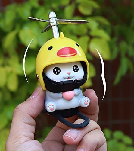 wolpin Bicycle Decor for Bike Car Dashboard Cute Cat with Helmet and Fan Car Interior Decoration Accessories Desk Decoration, Bicycle, Acrylonitrile Butadiene Styrene, 8cm, 3cm 4