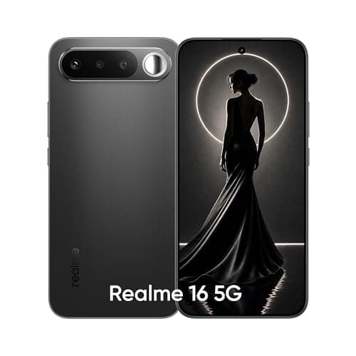 realme 16 5G Smartphone 7000mAh Titan Battery 60W Fast Charge, 12GB + 256GB 6.57" AMOLED 120Hz Display, Dual 50MP AI Camera, MediaTek Dimensity 6400 Turbo Processor, Fingerprint IP69 Air Black