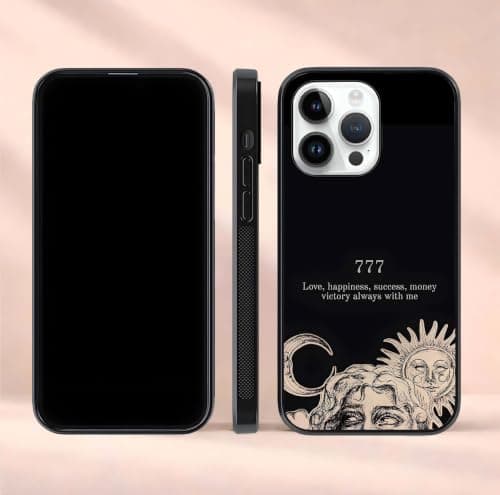 CUSTOM WORLD Back Cover for iPhone 14 Pro, Designer Tempered Glass Phone Case Lucky Angel Energy Print Shockproof TPU Bumper Glossy Scratch Resistant Protective Cover for Women & Men,On Amazon India 2