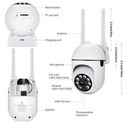 Guard Well 4MP WiFi PTZ Security Camera for Home Outdoor | Dual Antenna | 360° Pan Tilt | Night Vision | Two-Way Audio | Motion Detection | Wireless CCTV Camera with Mobile App V380 Pro (Mini Dome) 3