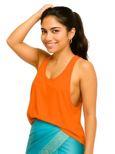 THE BLAZZE Women's Loose Fit Gym Tank - Sleeveless Activewear for Yoga & Jogging 1005 NB69 Orange 4XL 4