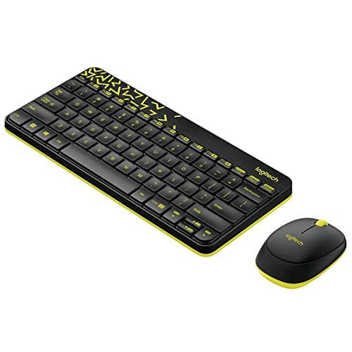 Logitech MK240 Nano Wireless USB Keyboard and Mouse Set, 12 Function Keys 2.4GHz Wireless, 1000DPI, Spill-Resistant Design, PC/Mac, Black/Chartreuse Yellow 3