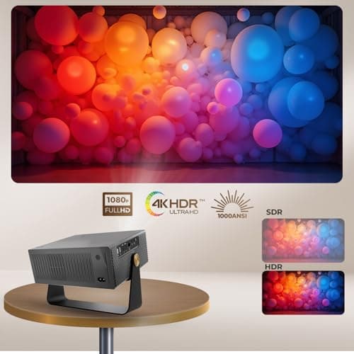 WZATCO Yuva Blaze Plus, Netflix Certified, Smart Home Projector 4k Ultra HD, Native 1080P Fully Automatic, 1000 ANSI, HDMI ARC, WiFi 6 & BT, Screen Mirroring, Portable Room Cinema, 270° Rotate, Grey 4