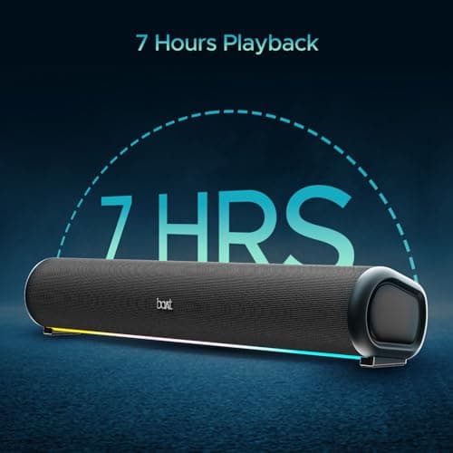 boAt Aavante Bar 950 Bluetooth Soundbar w/ 40W Signature Sound,RGB,Dual Passive Radiators, Up to 7 hrs Playback, Free Music Streaming on JioSaavn, Bluetooth Sound Bar, Soundbar Speaker (Premium Black) 5