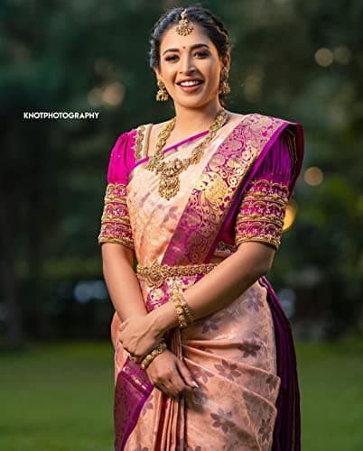 SGF11 Women's Kanjivaram Soft Silk Saree With Blouse Piece (Pink 2