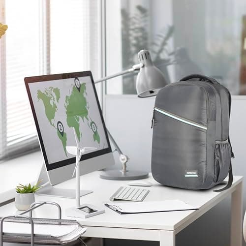American Tourister Acton | 30L Backpack | 17" Laptop Bag | 3.5 Compartments | College & Office Backpack for Men and Women | Rain Cover Included | Grey | 1 Year Global Warranty 2
