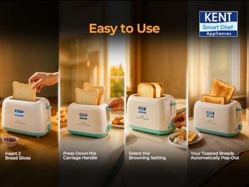 KENT Crisp Pop Up Toaster 750 Watts | 2 Slice Automatic Pop Up Electric Toaster | 6 Heating Modes | Auto Shut Off | Removable Bread Crumbs Tray | White 4