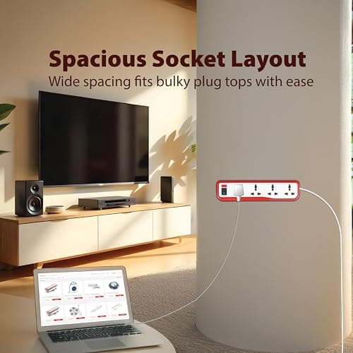 Havells EcoStar 4+1 Extension Board | Overload, Over Current & Over Voltage Protection | 4 Mtr Copper Wire | ISI Certified Wire & Plug | Universal 3 Pin 4 Sockets | LED Indicator | Home & Office Use 6