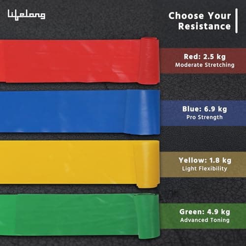 Lifelong Natural Rubber Resistance Band for Workout | 1.8 KG: Extra Light Resistance | Theraband, Stretching Band for Exercise | Exercise Band for Physio, Yoga, Home Workout | Yellow 2