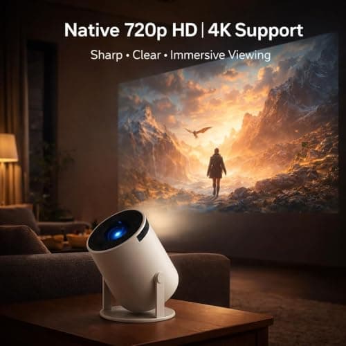 Smart Mini Portable P01 Led Projector - Native 720P Hd 2000 Lumens with WiFi 6, Android Tv, and Speaker | 180° Rotatable, Built-in Speaker for Indoor Home Cinema & Outdoor Movie 5