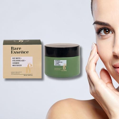 Bare Essence Moisturiser with Rice Water Hyaluronic Acid and Ceramides, Non Greasy Hydrating Face Cream for Clear Smooth Protected Skin, Suitable for All Skin Types, 50 ml (1.69 fl oz) 5