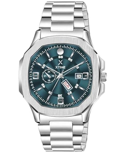 XTIME Premium 3D Design Green Dial Day and Date Functioning Analogue Watch for Men's & Boys